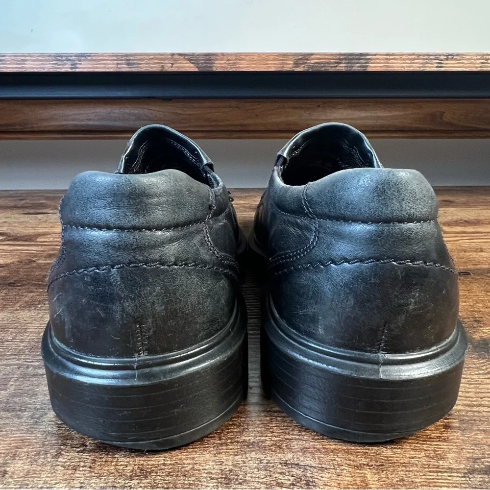 Ecco Leather Loafer Slip On Black Business Casual Dress Shoes Men's 41‎ US 7/7.5